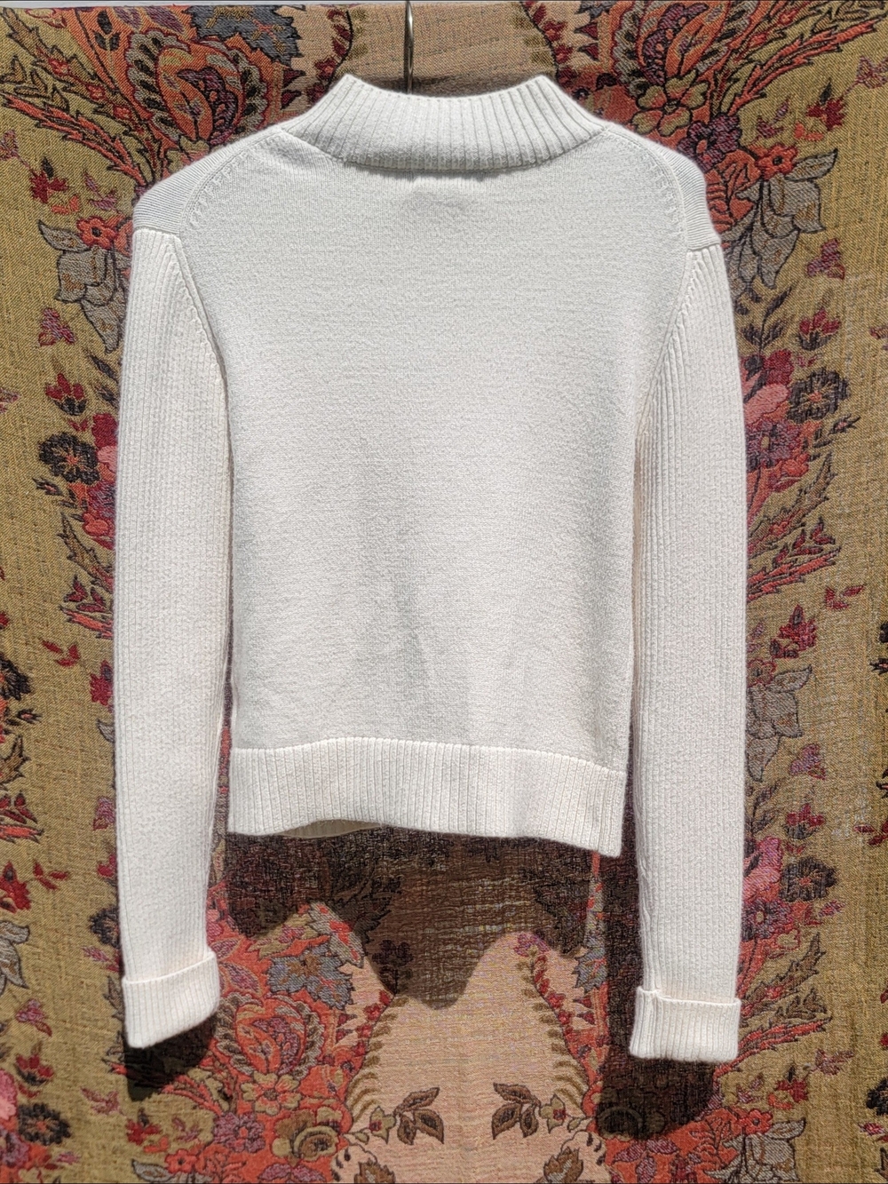 Sincerely Jules Cream Zip Front sweater XL | Soft Ribbed Mock Neck Cardigan - Picture 7 of 7